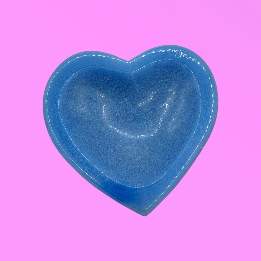 Blue Heart Glow Stone Trinket Crystal Jewelry Dish